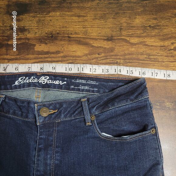 Eddie Bauer Jeans 12 Slightly Curvy Straight Mid Rise Dark Wash Stretch Denim - Picture 6 of 12